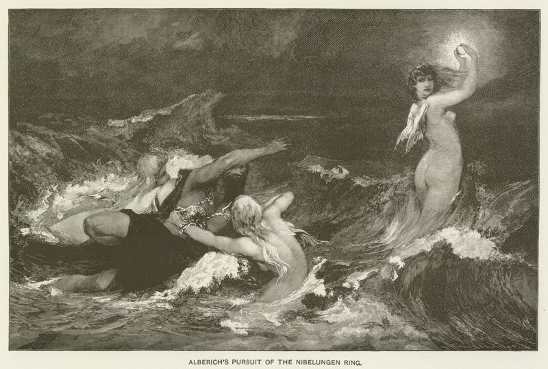 Alberichs Verfolgung des Nibelungenrings von Hans Makart