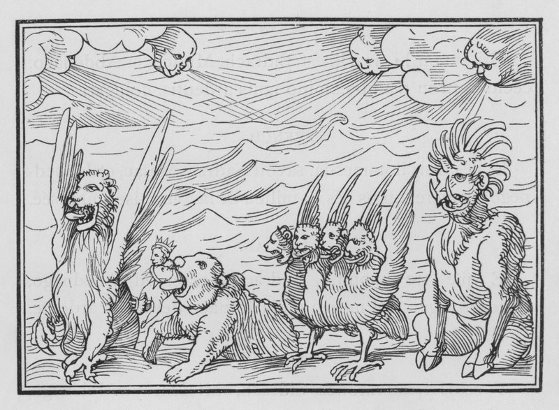 Daniels Vision von den vier Tieren, Daniel VII, 3 von Hans after Holbein the Younger
