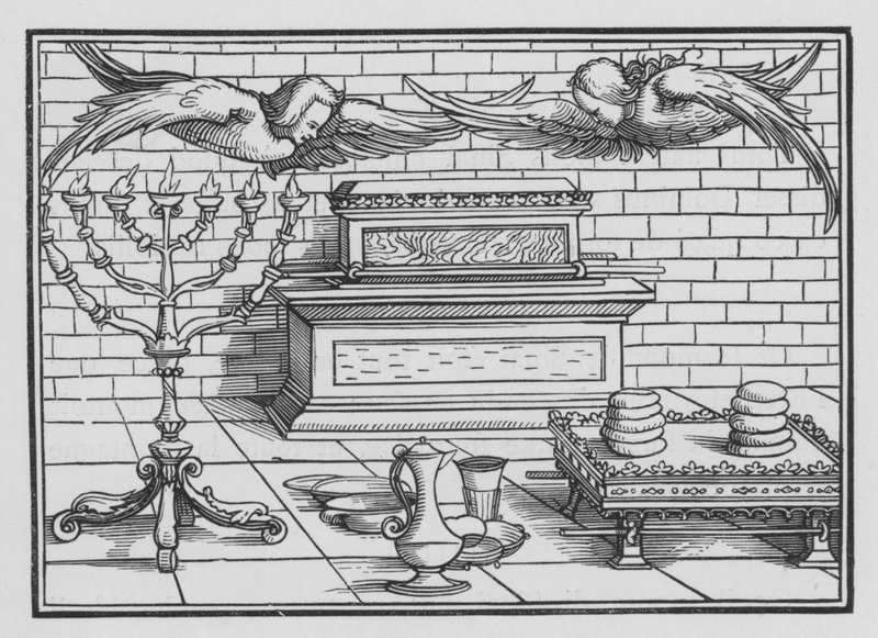 Die Bundeslade, der Gnadenthron, die Cherubim, der Tisch und der Leuchter, Exodus XXV, 21, 22 von Hans after Holbein the Younger