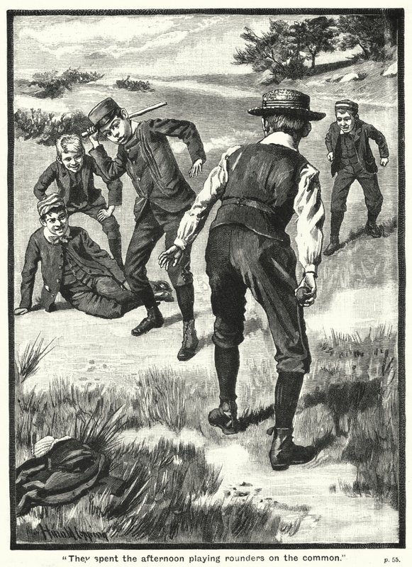 „Sie verbrachten den Nachmittag mit Runderspielen auf der Wiese“ (Stich) von Harold Copping