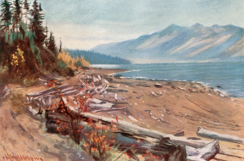 Blick vom Ufer des Kootenay-Sees von Harold Copping