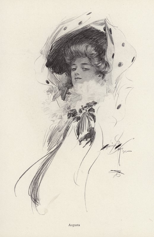 Porträt einer Frau namens Augusta (Lithografie) von Harrison Fisher