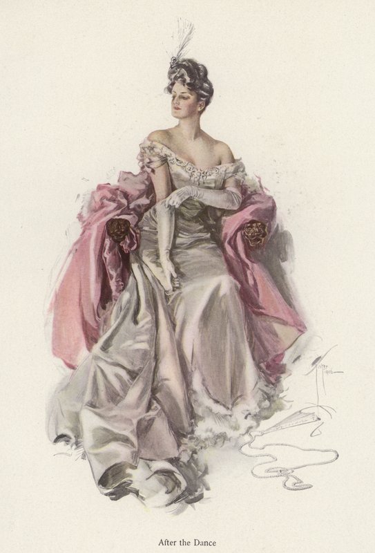 Frau trägt ein Abendkleid nach dem Tanz von Harrison Fisher