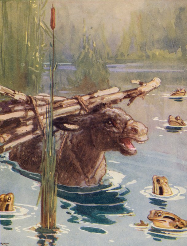 Äsops Fabeln: Der Esel und die Frösche von Harry (1878 1950) Rountree