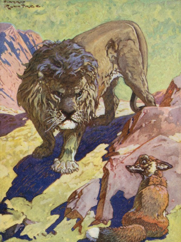 Äsops Fabeln: Der Fuchs und der Löwe von Harry (1878 1950) Rountree