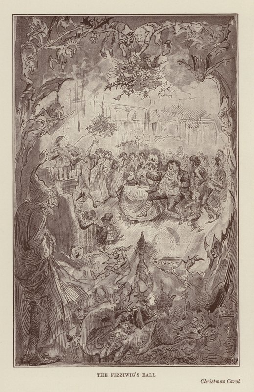 Weihnachtsbücher von Charles Dickens: Weihnachtslied (Lithografie) von Harry (after) Furniss