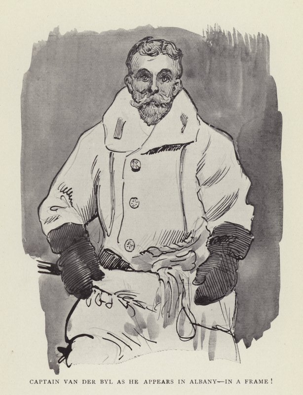 Captain Van der Byl wie er in Albany erscheint, in einem Rahmen! von Harry Furniss