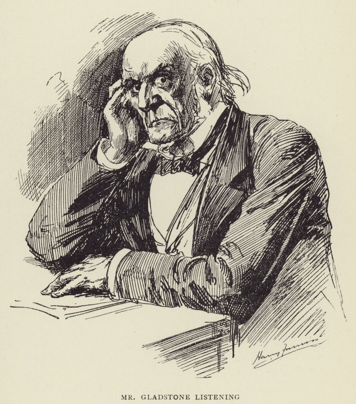 Mr. Gladstone hört zu von Harry Furniss