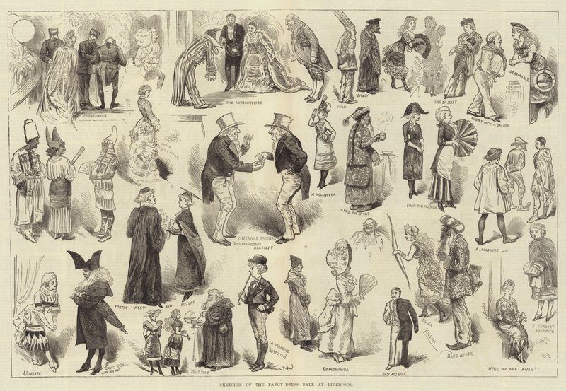Skizzen vom Kostümball in Liverpool von Harry Furniss