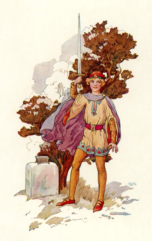 Artus mit Excalibur von Harry George Theaker