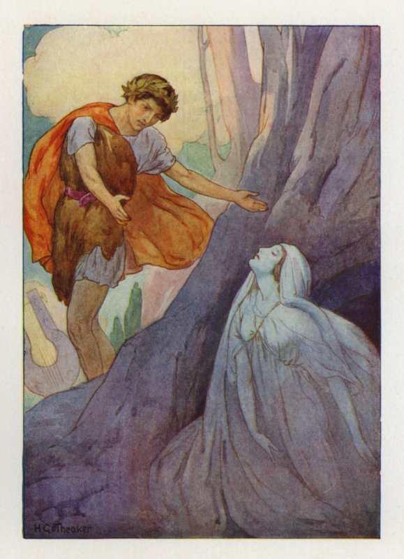 Freudig rufend versuchte Orpheus, es in seinen Armen zu fangen von Harry George Theaker