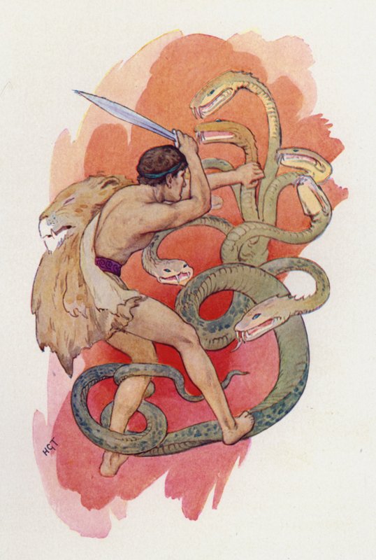 Herkules und die siebenköpfige Schlange von Harry George Theaker