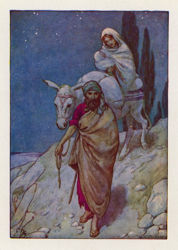 Joseph stand auf, nahm das Kind und seine Mutter bei Nacht und zog nach Ägypten von Harry George Theaker