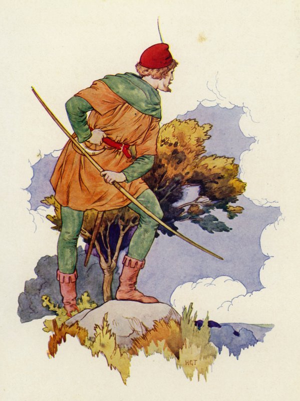 Robin spähte aus der Ferne auf die Versammlung bei Guys Grange von Harry George Theaker