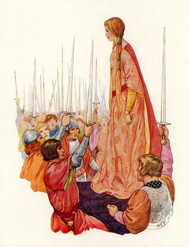 Die Ritter grüßen Prinzessin Guinevere, ihre zukünftige Königin von Harry George Theaker