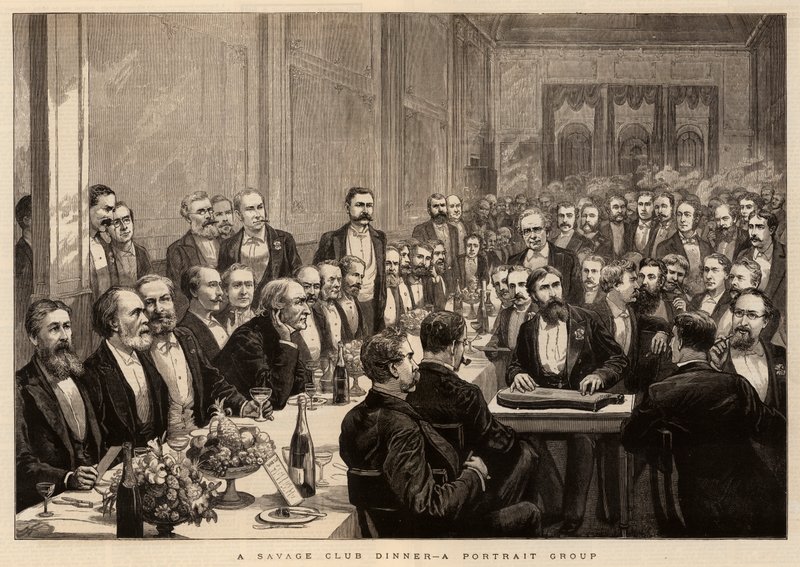 Ein Abendessen im Savage Club, eine Porträtgruppe von Harry Hamilton Johnston