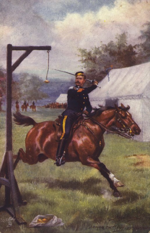 Britischer Soldat der 10. Husaren beim Zitronenschneiden von Harry Payne