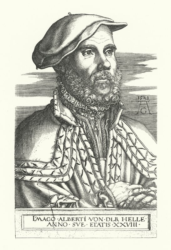 Porträt von Albert van der Helle von Heinrich (after) Aldegrever