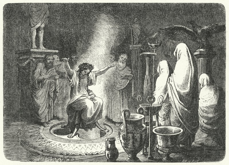 Pythia, Hohepriesterin des Apollontempels in Delphi von Heinrich Leutemann