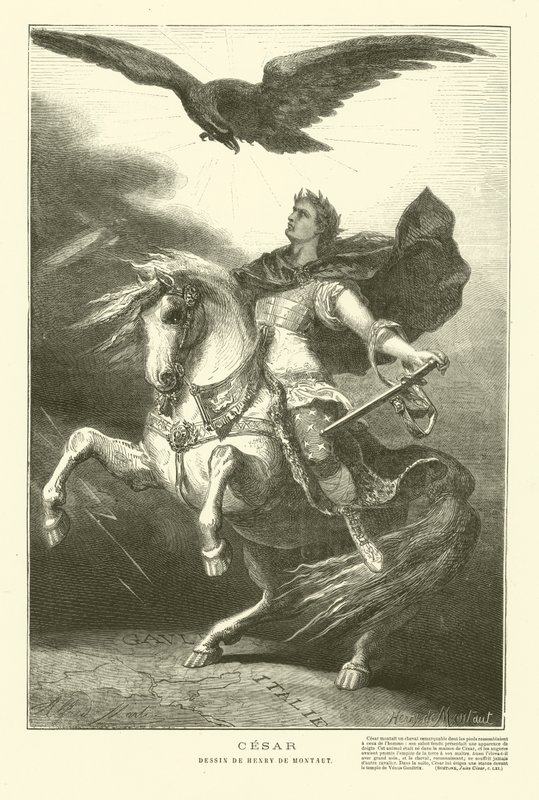 Julius Caesar zu Pferd mit einem kaiserlichen Adler über ihm von Henri de (after) Montaut
