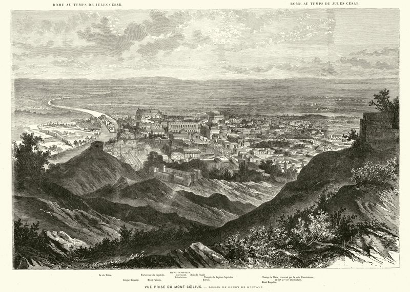 Rom vom Caelius-Hügel zur Zeit von Julius Caesar gesehen (Gravur) von Henri de (after) Montaut