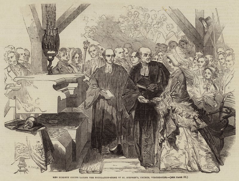 Miss Burdett Coutts legt den Grundstein der St. Stephen