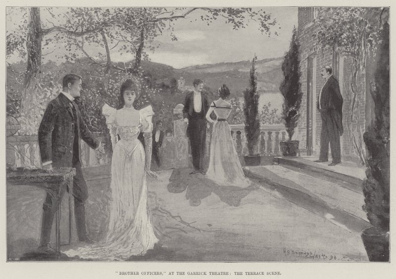 Brüderliche Offiziere, im Garrick-Theater, die Terrassenszene von Henry Charles Seppings Wright