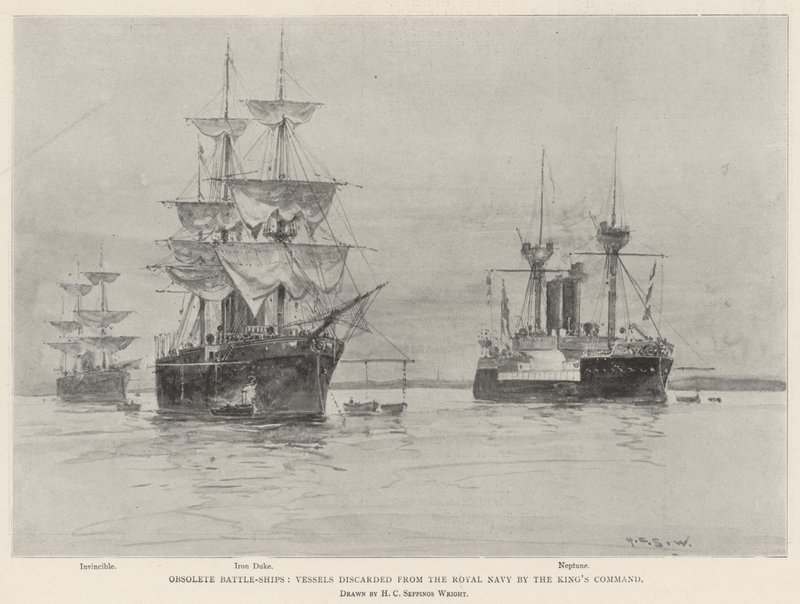 Veraltete Schlachtschiffe, vom König aus der Royal Navy ausgesonderte Schiffe von Henry Charles Seppings Wright
