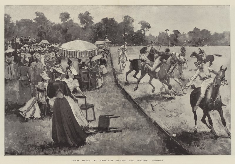 Polospiel in Ranelagh vor den Kolonialbesuchern von Henry Charles Seppings Wright
