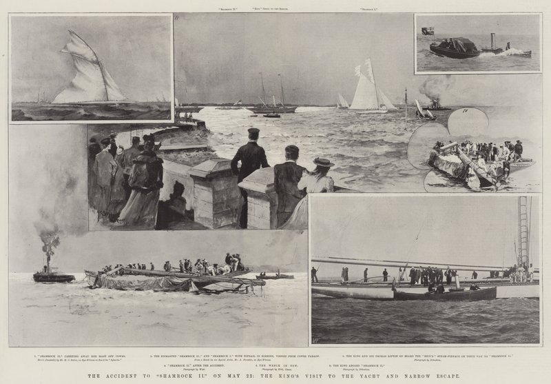 Der Unfall der Shamrock II am 22. Mai, der Besuch des Königs auf der Yacht und die knappe Flucht von Henry Charles Seppings Wright