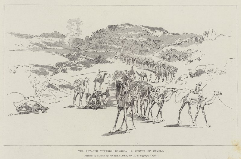 Der Vormarsch auf Dongola, ein Kamelkonvoi von Henry Charles Seppings Wright
