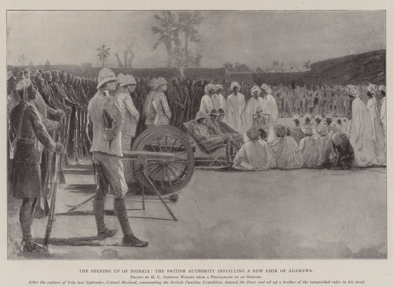 Die Erschließung Nigerias, die britische Autorität installiert einen neuen Amir von Adamawa von Henry Charles Seppings Wright