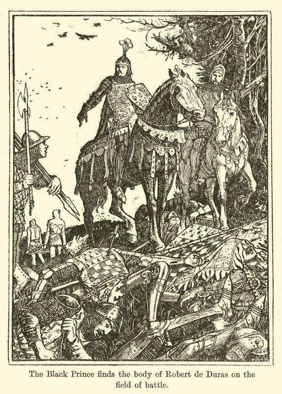 Der Schwarze Prinz findet den Körper von Robert de Duras auf dem Schlachtfeld von Henry Justice Ford