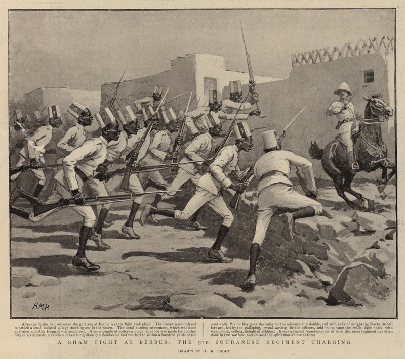 Ein Scheinangriff bei Berber, das 9. sudanesische Regiment greift an von Henry Marriott Paget