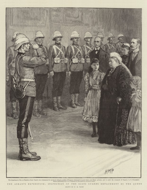 Die Ashanti-Expedition, Inspektion des Detachments der Scots Guards durch die Königin von Henry Marriott Paget