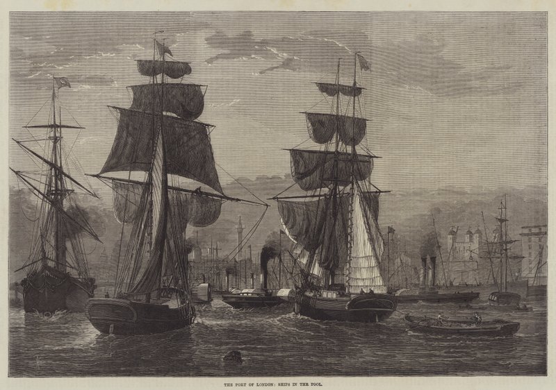 Der Hafen von London, Schiffe im Pool von Henry Spernon Tozer