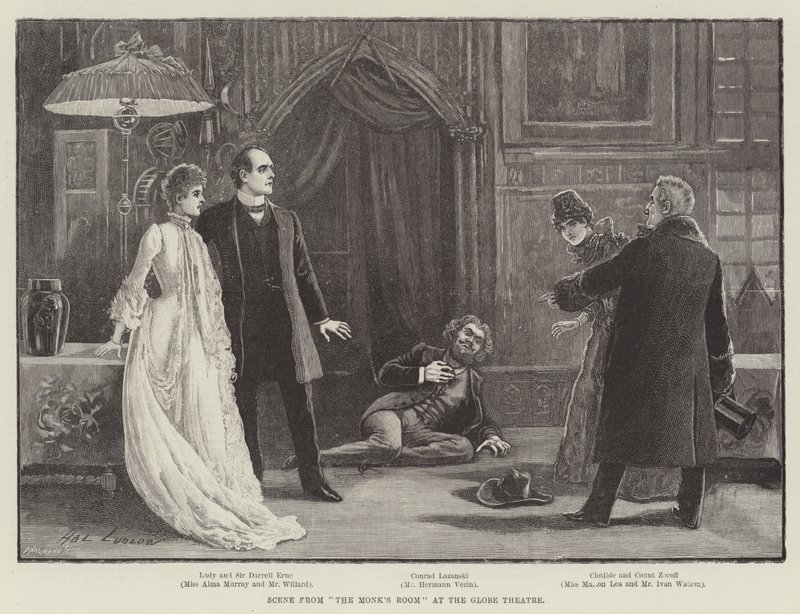 Szene aus Das Mönchszimmer im Globe Theatre von Henry Stephen Ludlow