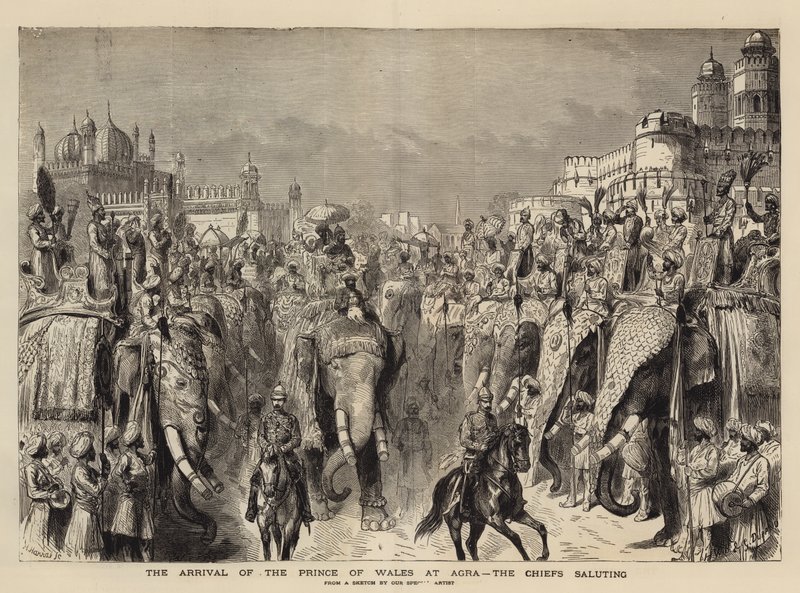Die Ankunft des Prinzen von Wales in Agra, die Häuptlinge salutieren von Henry William Brewer