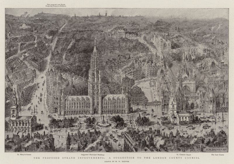 Die vorgeschlagenen Verbesserungen am Strand, ein Vorschlag an den London Country Council von Henry William Brewer