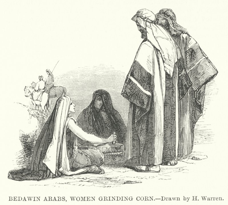 Beduinen-Araber, Frauen mahlen Korn von Henry (after) Warren