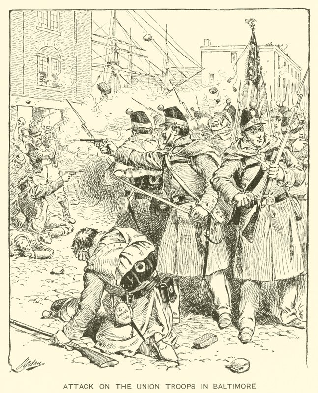 Angriff auf die Unionstruppen in Baltimore von Henry Alexander (after) Ogden