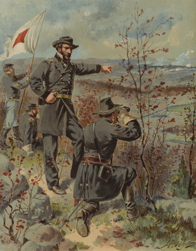 General Sherman am Kenesaw Mountain, Georgia, Amerikanischer Bürgerkrieg, 4. Oktober 1864 (Chromolithografie) von Henry Alexander (after) Ogden