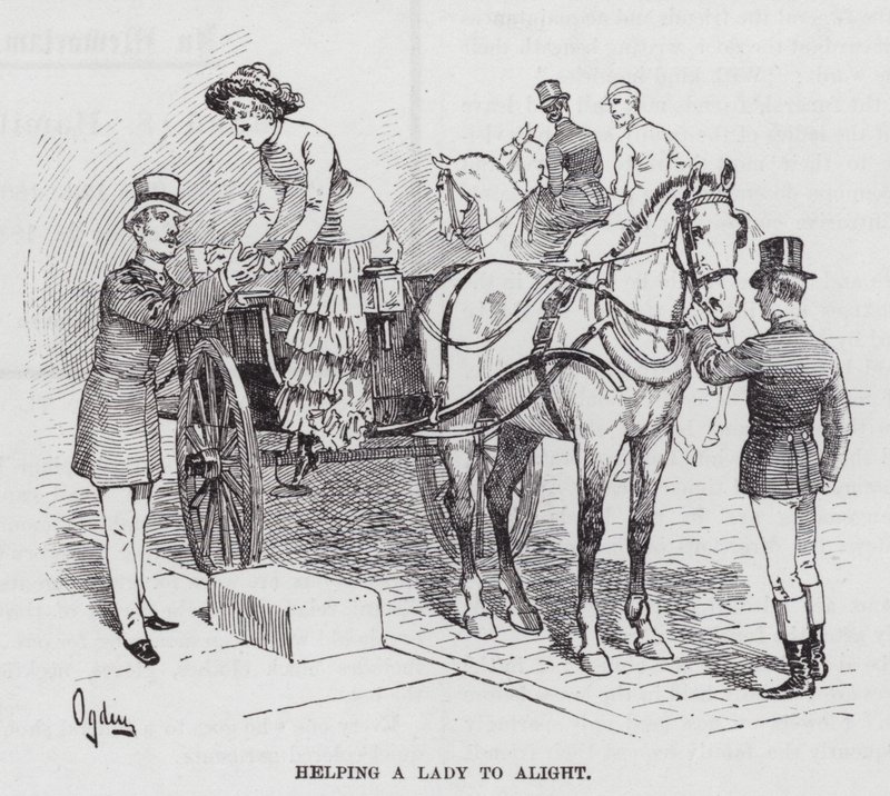 Einer Dame beim Aussteigen helfen von Henry Alexander (after) Ogden