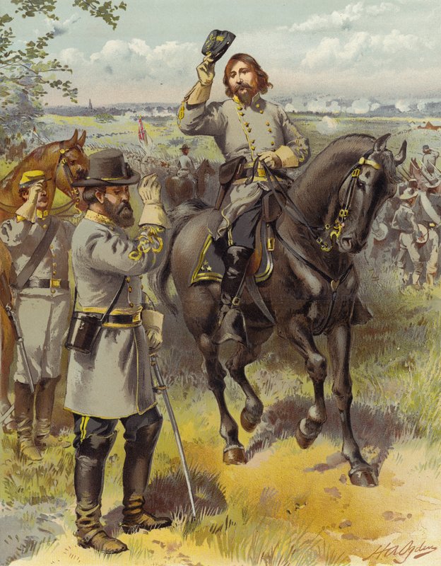 General Pickett nimmt den Befehl zum Angriff von General Longstreet entgegen, Gettysburg; 3. Juli 1863 von Henry Alexander Ogden