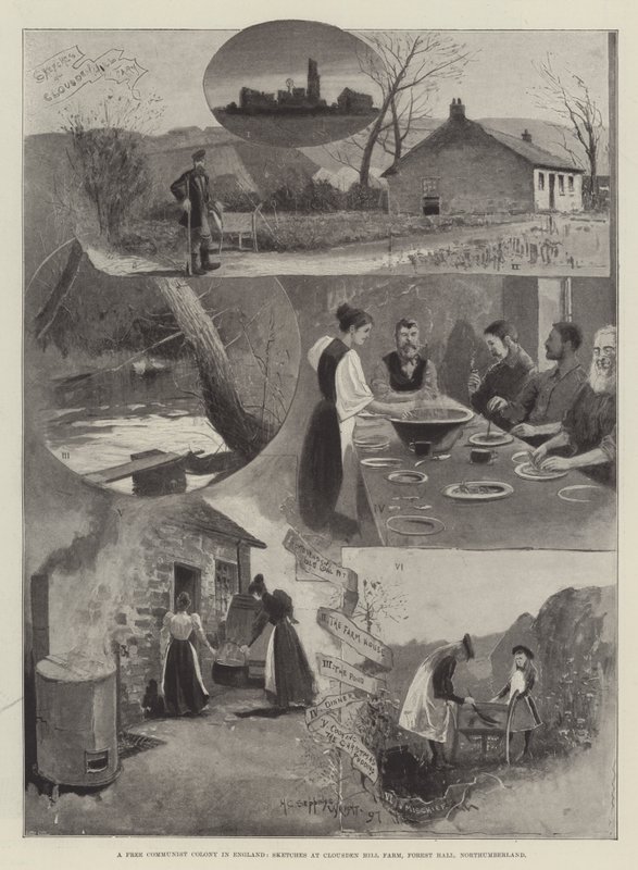 Eine freie kommunistische Kolonie in England, Skizzen auf Clousden Hill Farm, Forest Hall, Northumberland von Henry Charles Seppings Wright