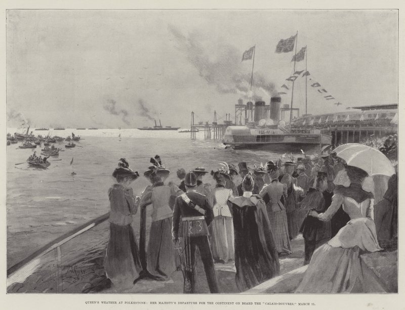 Königliches Wetter in Folkestone, Abreise Ihrer Majestät nach dem Kontinent an Bord der Calais-Douvres von Henry Charles Seppings Wright