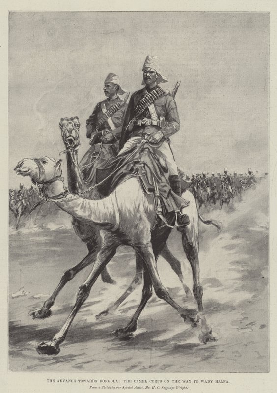 Der Vormarsch nach Dongola, das Kamelkorps auf dem Weg nach Wady Halfa von Henry Charles Seppings Wright
