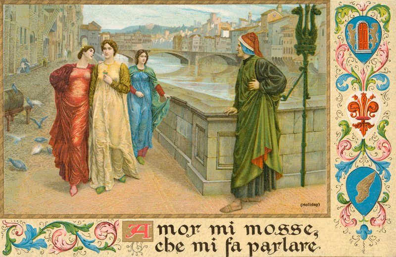 Italienischer Dichter Dante Alighieri und Beatrice Portinari von Henry Holiday