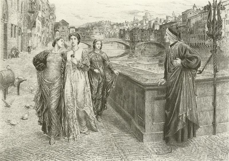 Das erste Treffen von Dante und Beatrice (Gravur) von Henry Holiday