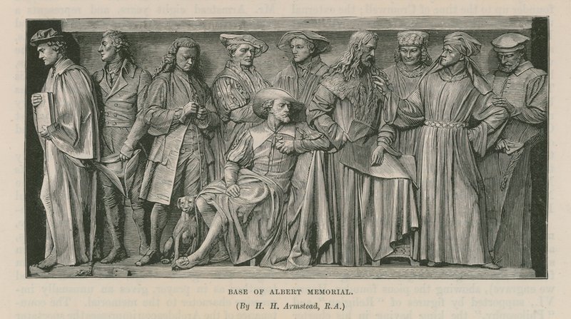 Skulpturen am Sockel des Albert-Memorials von Henry Hugh Armstead